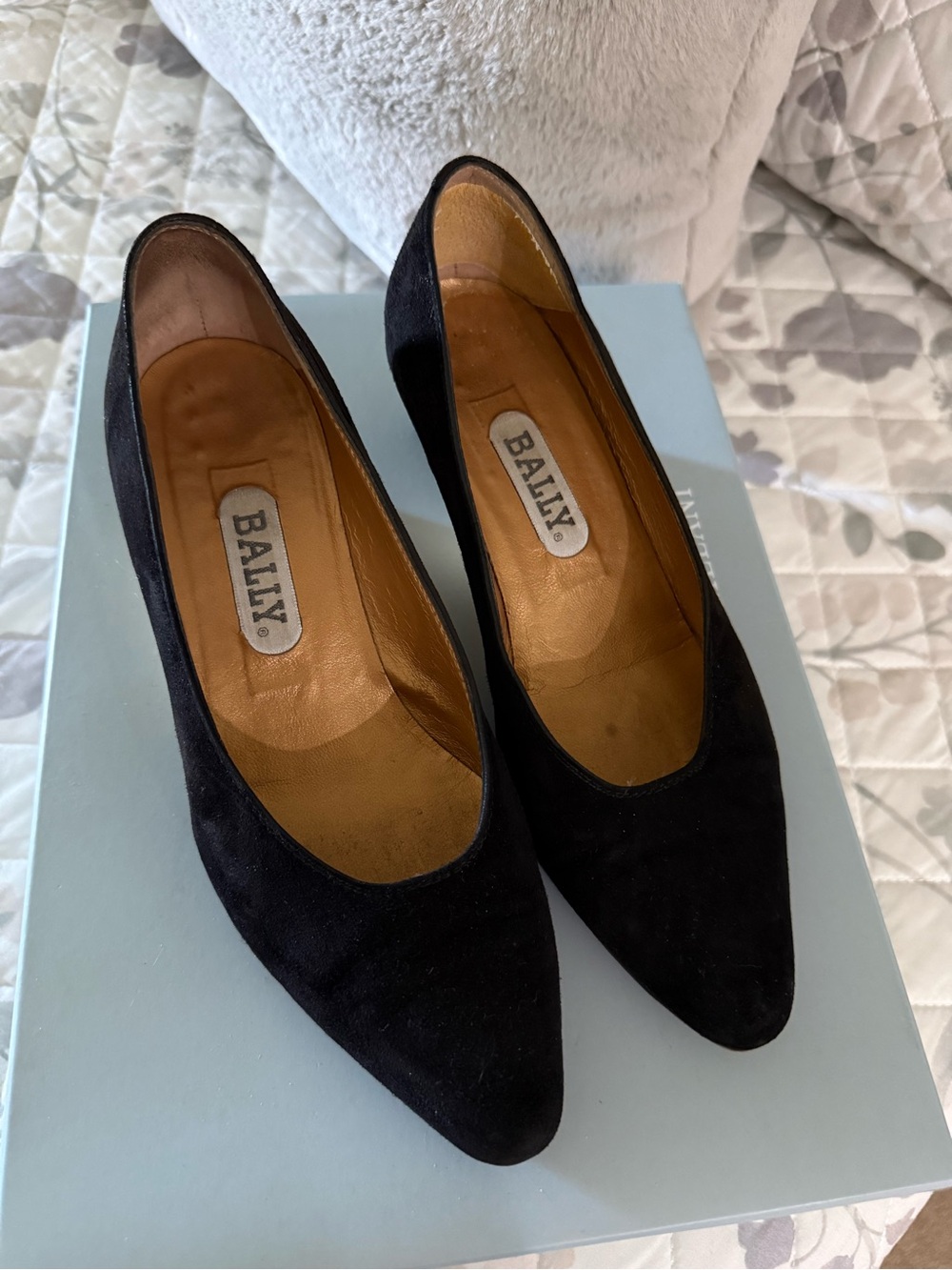 Bally Black Suede Pointed Toe Pumps